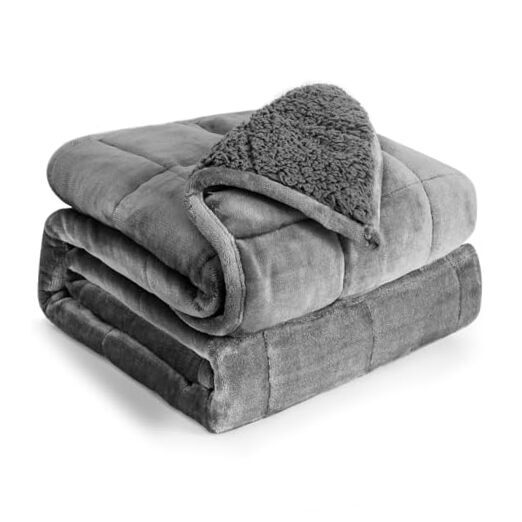 12lb Grey Sherpa Fleece Weighted Blanket 48x72 Cozy Flannel-image