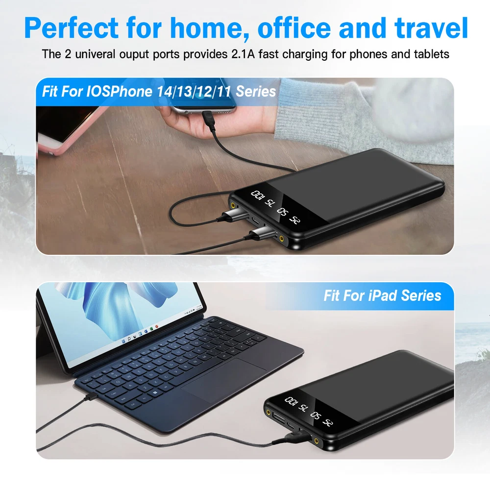 Power Bank 10000mah 2USB Charger External Portable Battery Backup For Cell Phone