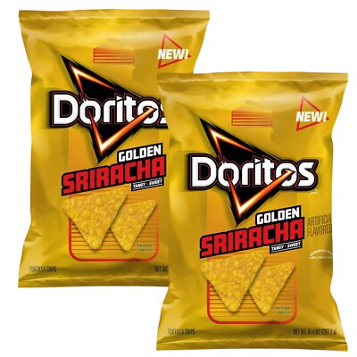 Doritos Tortilla Chips Tangy Golden SRIRACHA Snacks 9.25 Oz 2 Bags LIMITED ED