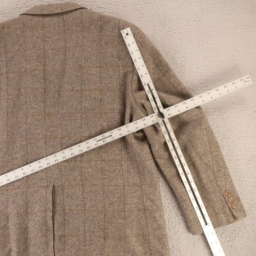 VINTAGE veste tweed XL beige marron foncé à carreaux deux tons houblon laine USA 46R - Photo 14/15