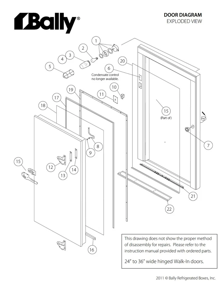 Cajas refrigeradas Bally 051883 TAPA SUPERIOR EMBELLECEDOR, 36" PUERTA SUPERIOR GOLPE  Foto 3 de 3