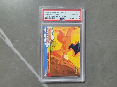 Pokemon 1999 Pokemon Topps Trapped Charizard Movie Edition PSA 8