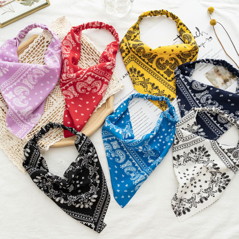 Women Triangle Scarf Cashew Flower Hair Band Head Scarves Bandana