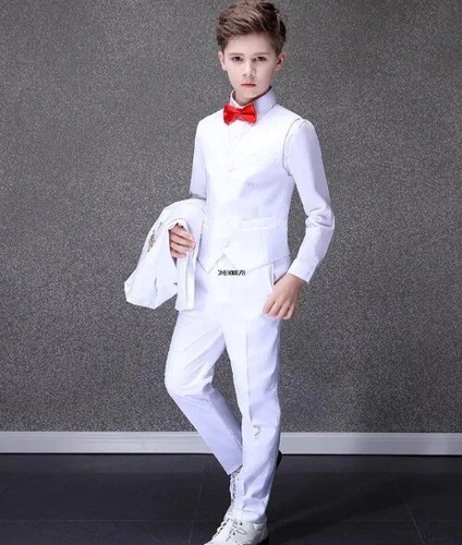 Lot Flower Boys White Suit Wedding Party Set Tuxedo Dress Graduation Costume - Picture 13 of 26