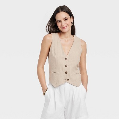 Women's Linen Vest - A New Day