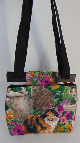 Womens Handmade Kitty Cat Shoulder Hand Wood Bag Garden Flowers Cat Lady OOAK - Picture 2 of 10