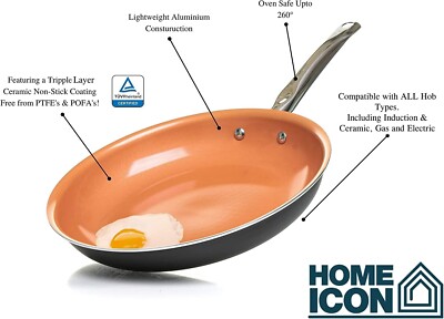 Bratpfanne Antihaft Induktion Kupfer Keramik 26cm 10'' Gesundes Kochen HOME ICON