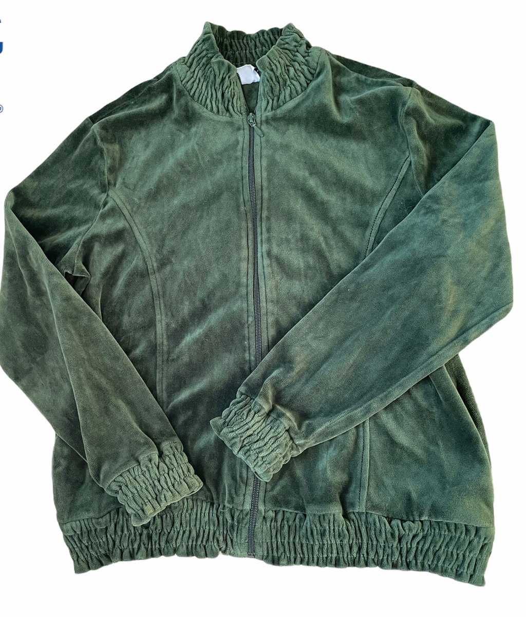 Y2K Velour Track Jacket M Zip Up Green | eBay Y2K Velour Track Jacket M Zip Up Green | eBay