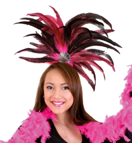 Feder-Kopfschmuck pink-schwarz Haarreif Samba Brazil Karneval 126401913F - Bild 1 von 3