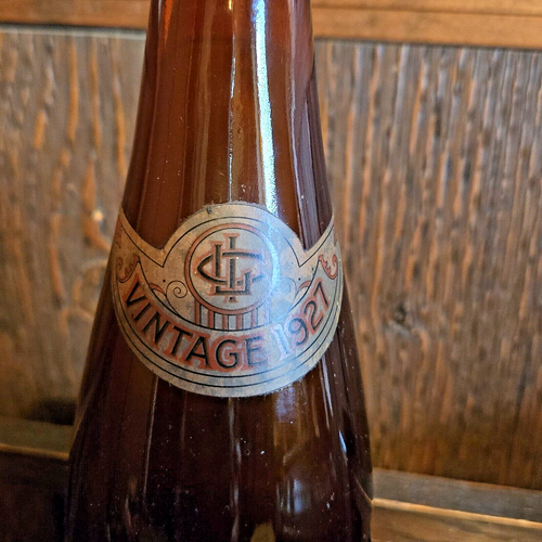 Vtg. 1927 Amber Paper Label California Cork Top Wine Bottle - Picture 3 of 7