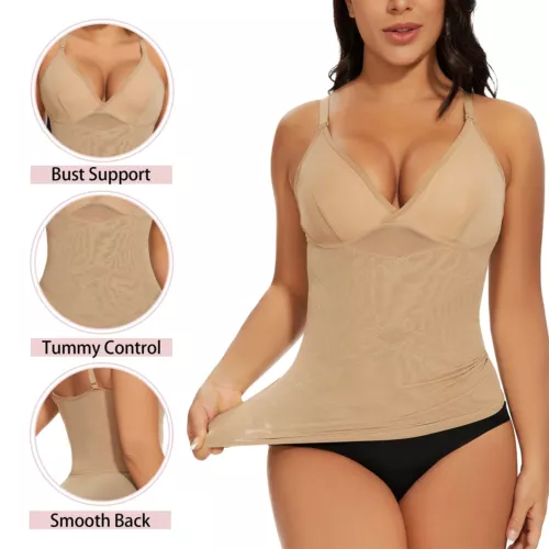 Prendas moldeadoras con cuello en V y sujetador incorporado control de abdomen adelgazante entrenador de cintura EE. UU. para mujeres - Imagen 12 de 25