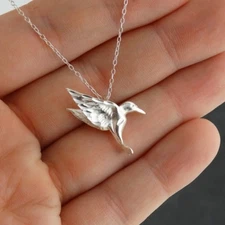 Sterling Silver Hummingbird Necklace with 18" Chain
