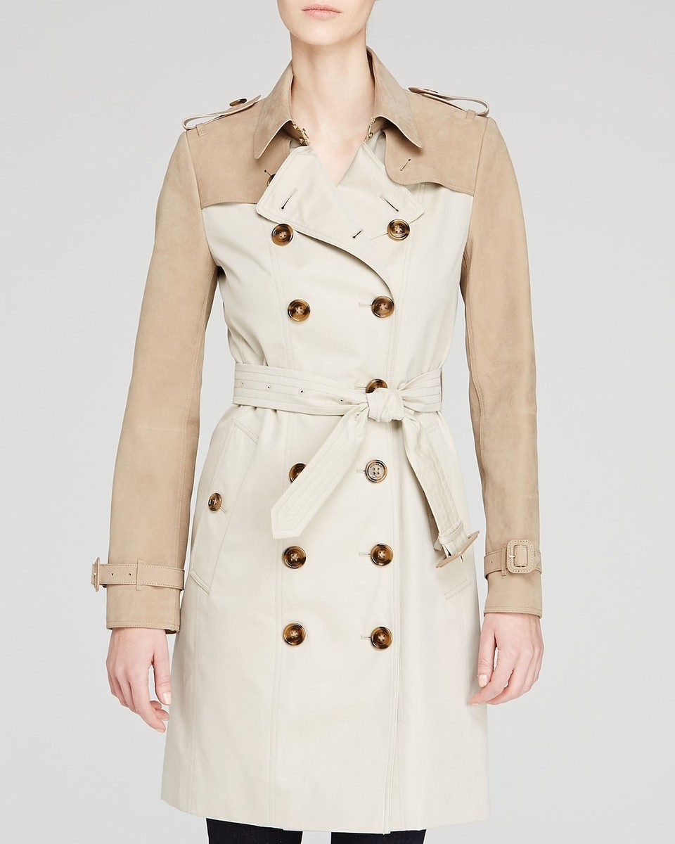 $3,795 Burberry London sz 12 14 46 Stone Suede Panel