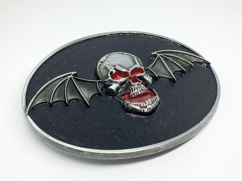 Hebilla de cinturón calavera de muerte logotipo de murciélago heavy metal banda de punk rock Avenged Sevenfold. - Imagen 2 de 10