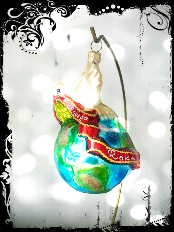 ✨NEW! Authentic Christopher Radko EARTH GLOBE DOVE Polish Wishes Large Ornament