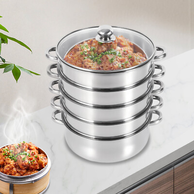 Manti Topf 5-lagiger Mantowarka Induktion Dampfgarer Dampfkocher Schongarer Stapelbare Dämpfeinsatz Topf