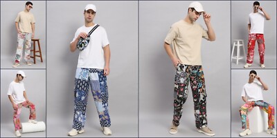 Herren Baumwolle Patch Losen Freizeit Kordelzug Strand Yoga Baggy Lange