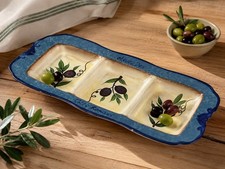 Keramik Antipasti Platte 3-fach Oliven Colli ...