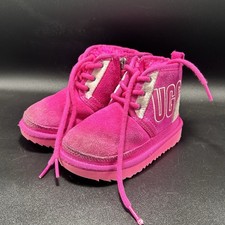 UGG Boots toddler 8 Solid Pink Fleece Lined Zip Tie