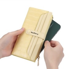 Slim Women Leather Credit Card Holder Bifold Thin Wallet with Zipper Coin Pocket