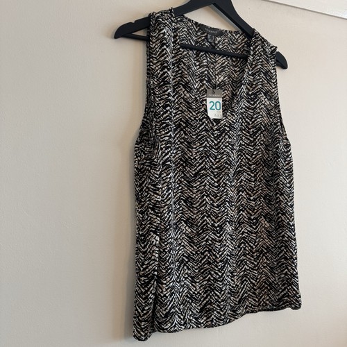 BNWT Primark Size 20 Black Nude V Neck Animal Print Sleeveless Top - Picture 2 of 10