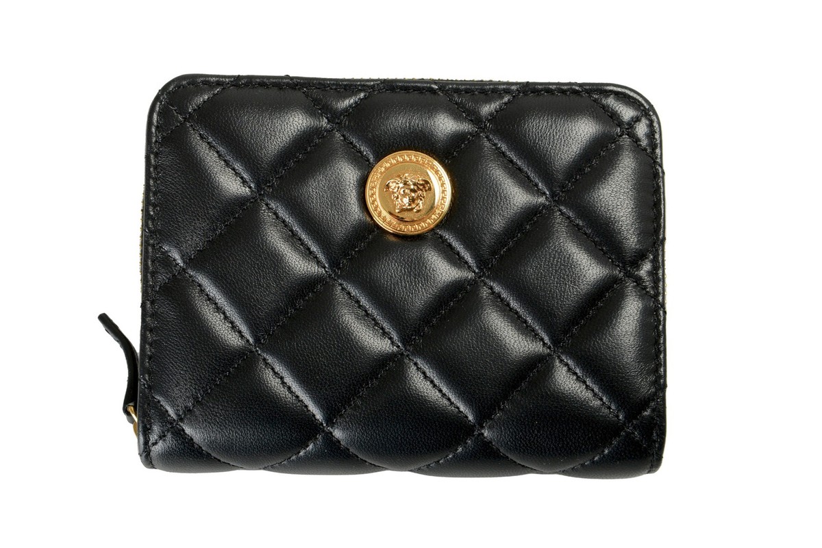 VERSACE財布 Versace Women's Black 100% Leather Quilted Zip Around Wallet | eBay