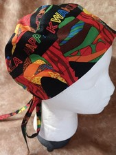 Scrub cap, Durag, medical cap or surgical hat-elastic back - Happy Kwanzaa Day