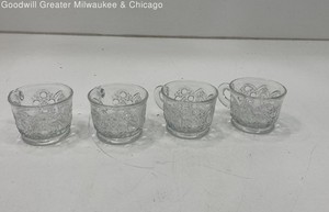 Vintage LE Smith Crystal Cut Glass Tea Cup Mugs x4