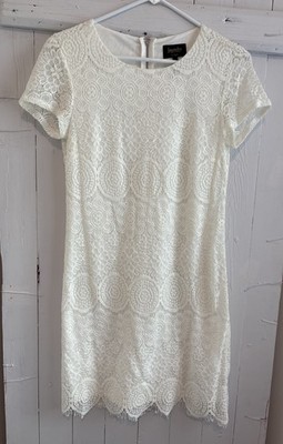 Laundry By Shelli Segal Women s Ivory lace Lined Sheath Dress Sz 2 Short Sleeve