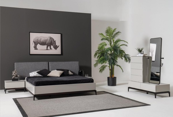 Schlafzimmer Set Bett 2X Nachttisch Kommode Spiegel MöBel Luxus 4Tlg-image