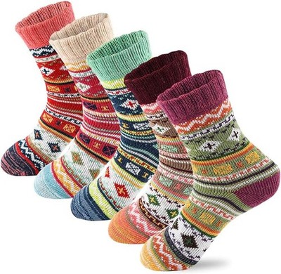 besky Warm Socks for Women Cozy Fuzzy Winter Socks Cotton Soft Crew Socks