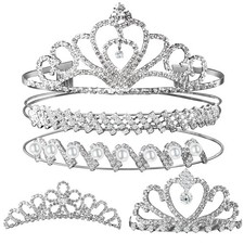 Crown, 5pcs Tiaras for Women, Tiara Crown, Silver Tiara for Little Girls Rhin...