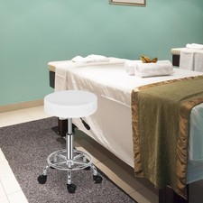Swivel Rolling Stool with Footrest Height Adjustable PU Leather Salon Spa Chair