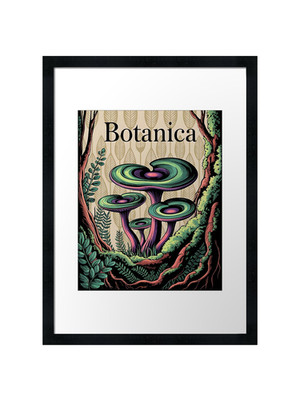 Mushrooms with Botanica text Framed Wall Art Poster Print Picture