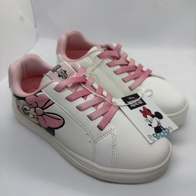 Disney Minnie Children s Sneaker Shoes white with Pink Elastic Laces Size 3 Aldi