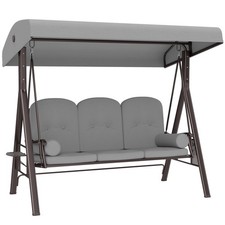 Outsunny 3 Seater Garden Swing Chair, Light Grey