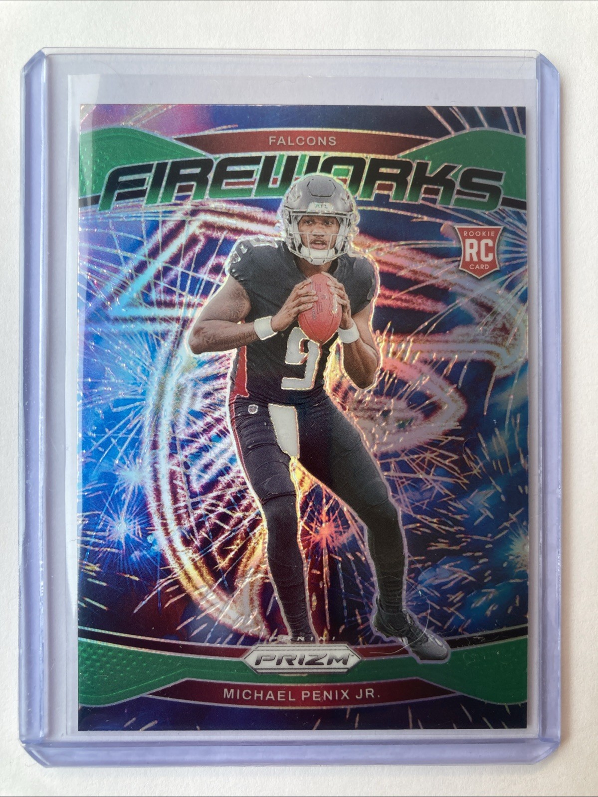 2024 PANINI PRIZM MICHAEL PENIX GREEN PRIZM FIREWORKS RC# 16 ATLANTA FALCONS