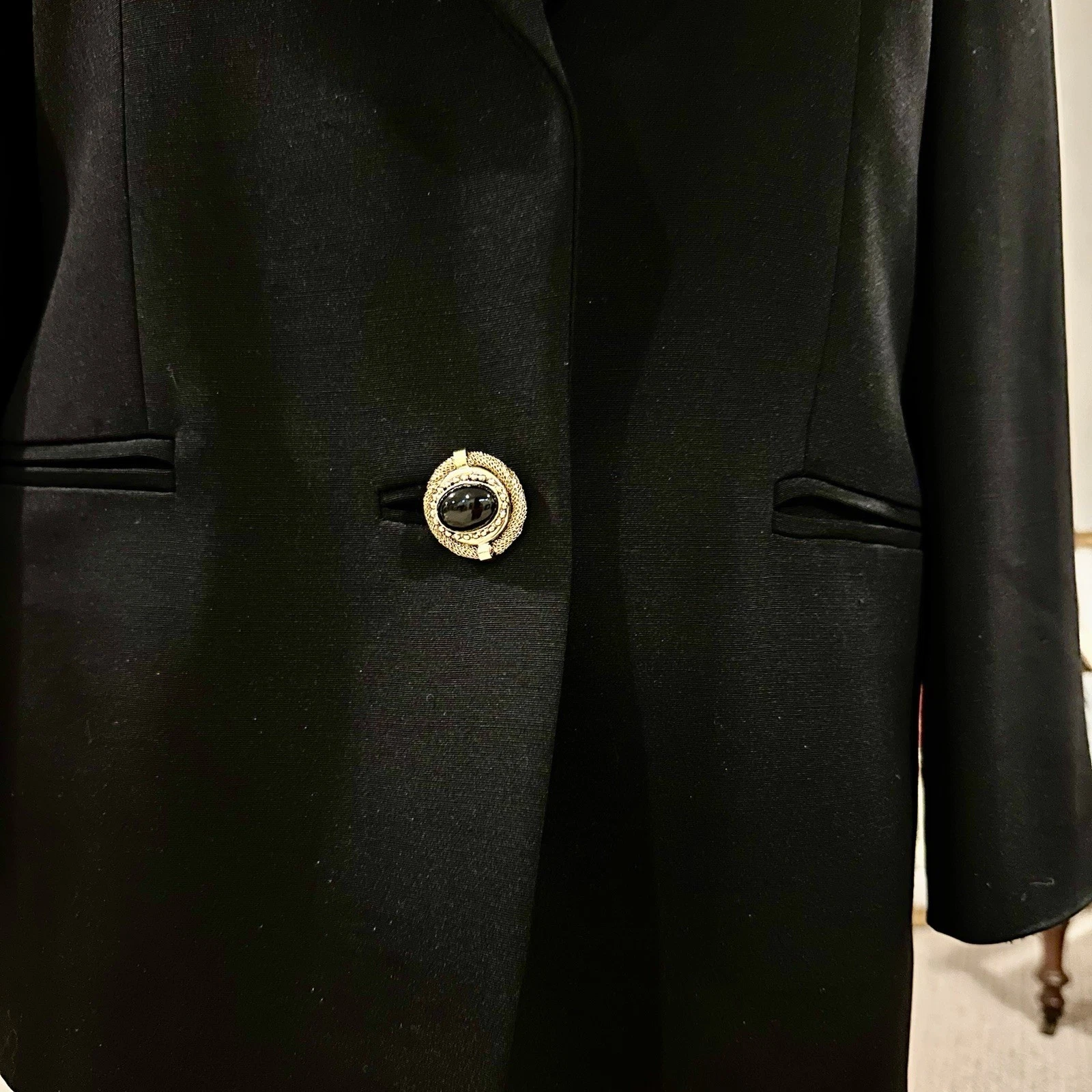 VERSACE AUTENTICO BLAZER DONNA VINTAGE GENNY LANA SETA NERO taglia 8