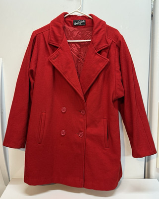 VTG Miss New Yorker Red Wool Coat Blazer Women s Structured Classic Jacket