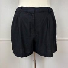 Old Navy Taylor Extra High Rise Shorts Linen Blend Sz XL Black Classic Adj Waist