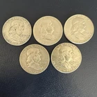 Franklin Half Dollar Silver 50C Lot of 5 Coins 1949 1952 1958 1962 1963