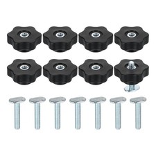 8 Set T Track Knob Kit with Star Knobs and 1/4"-20 x 1-1/4" t Slot Bolts