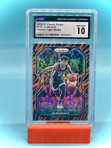 2020-21 Panini Prizm Ja Morant #115 Tiger Stripe Choice SSP CGC 10