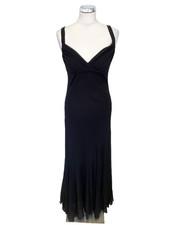 BNWT PER UNA BLACK MESH OVERLAY FINE STRAP EVENING DRESS SIZE 8L