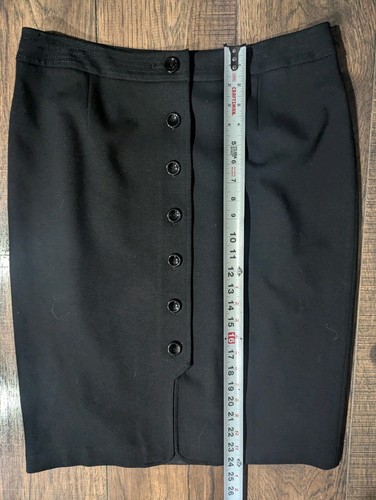 Talbots Womens Sz 12 Black Italian Fabric Flannel A Line Skirt w/ Buttons NWOT - Picture 8 of 10