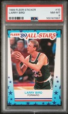 1989 FLEER STICKER #10 LARRY BIRD PSA 8