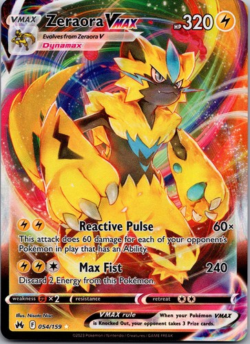 Zeraora VMAX Holo Ultra Rare SWSH: Crown Zenith 054/159 NM