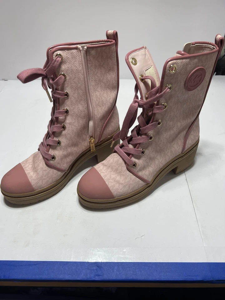 Michael Kors Pink Logo Combat Boots Women's - Image 2 of 4