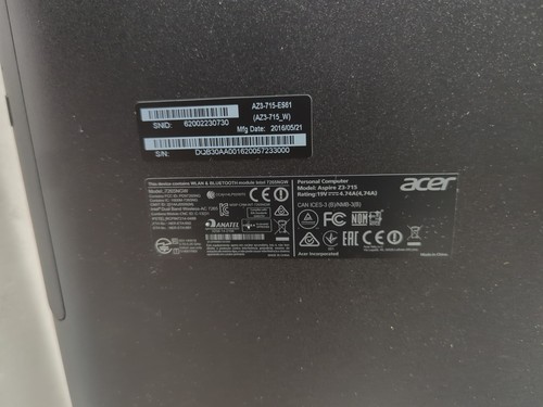 Acer Aspire Z3-715 24" AIO PC i3-6100T CPU/8GB /240GB SSD/WIN10 /USB Speaker - - Picture 9 of 10
