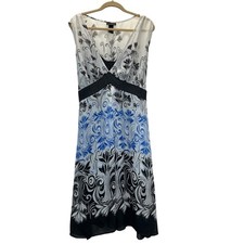 Lane Bryant Maxi Dress Womens 20 White Black Blue A-Line Sleeveless Belted